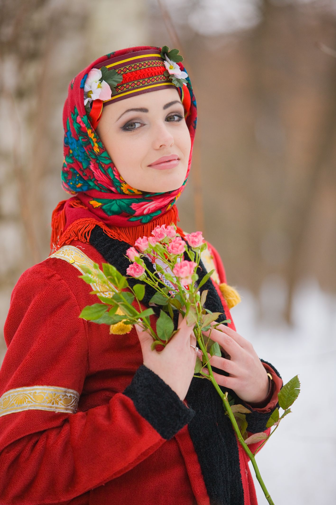 Sexy girl Girls in Slavic costumes in Duntai